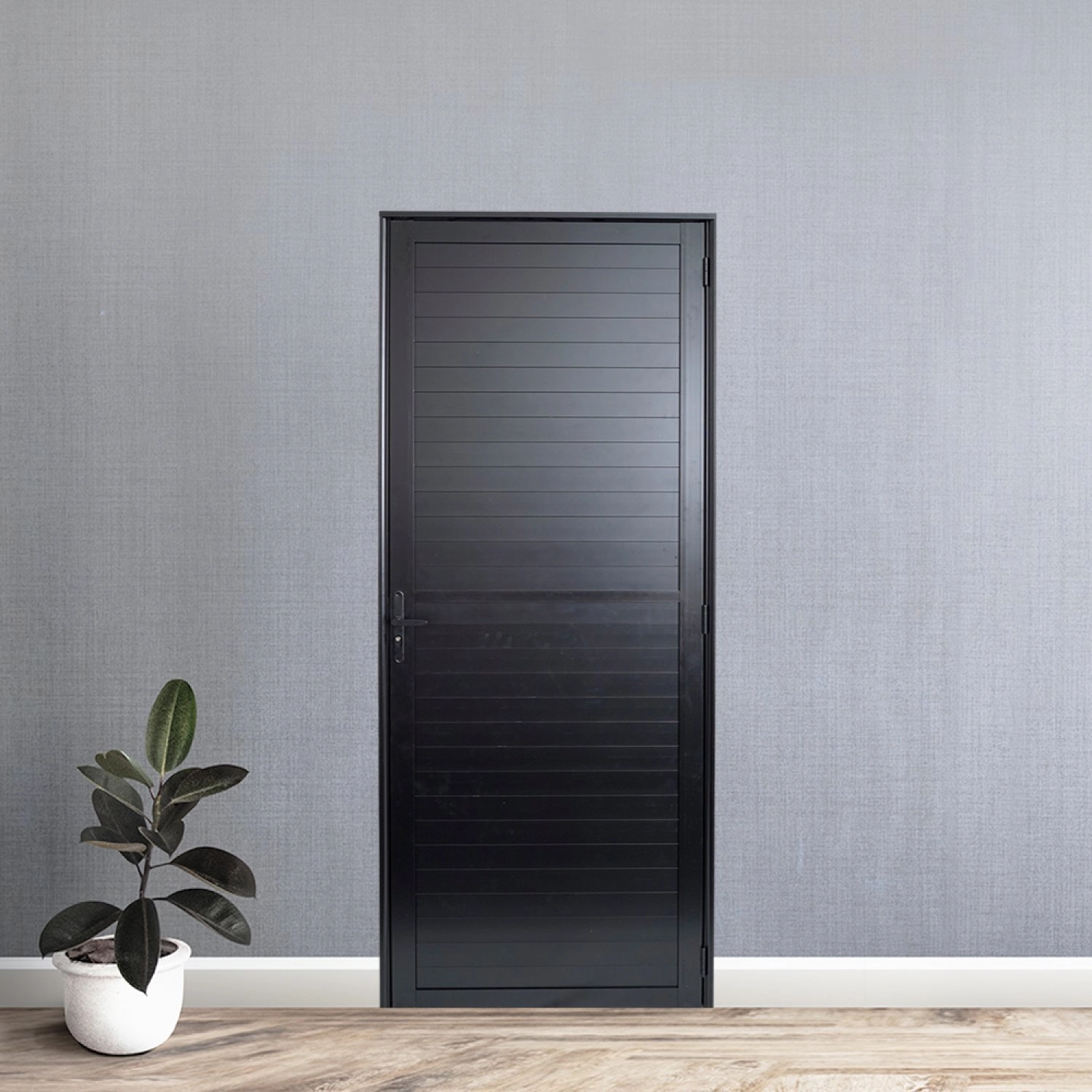 Porta De Aluminio Lambri 210x90cm Linha Premium Lux-esquadrias Abertura Esquerda Preto