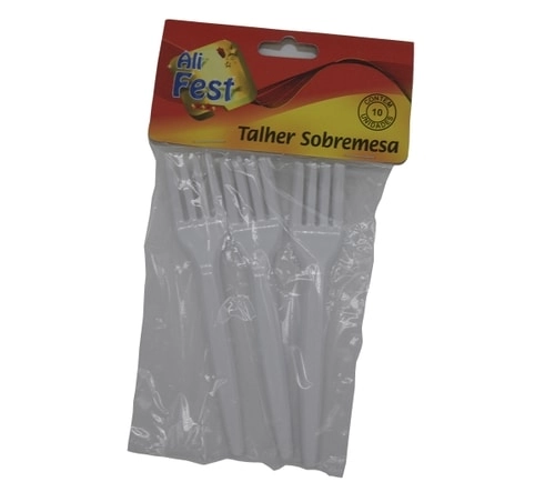 Garfo Plast Sobremesa C/10 Branco