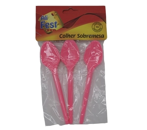 Garfo Plast Sobremesa C/10 Rosa