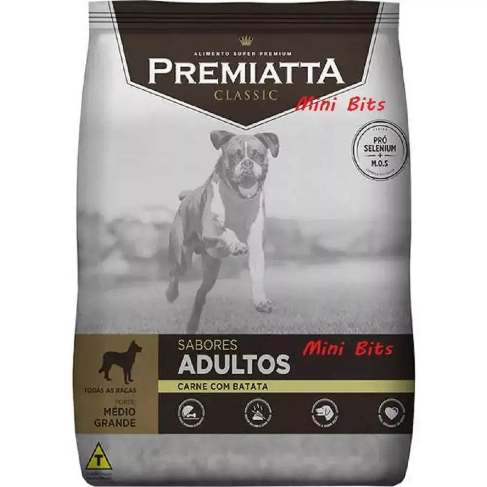 Ração Premiatta Sabores Carne com Batata Mini Bits (Grãos Pequenos) para Cães Adultos - Gran Premiatta (15 kg)