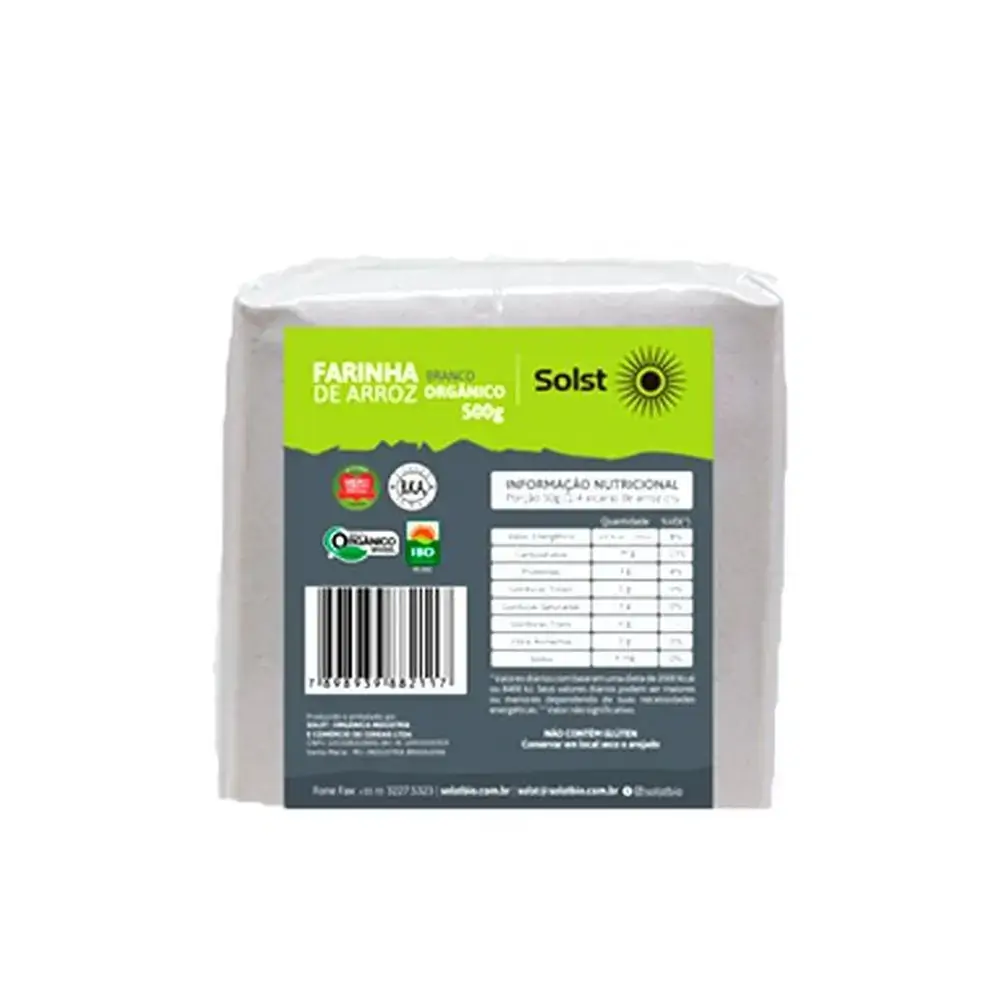 Farinha De Arroz Branco Organica 500g Solst