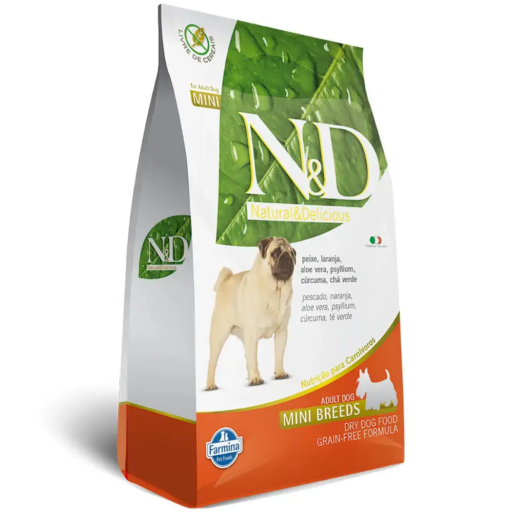 Ração N D Grain Free Para Cães Adultos De Raças Pequenas Sabor Peixe E Laranja