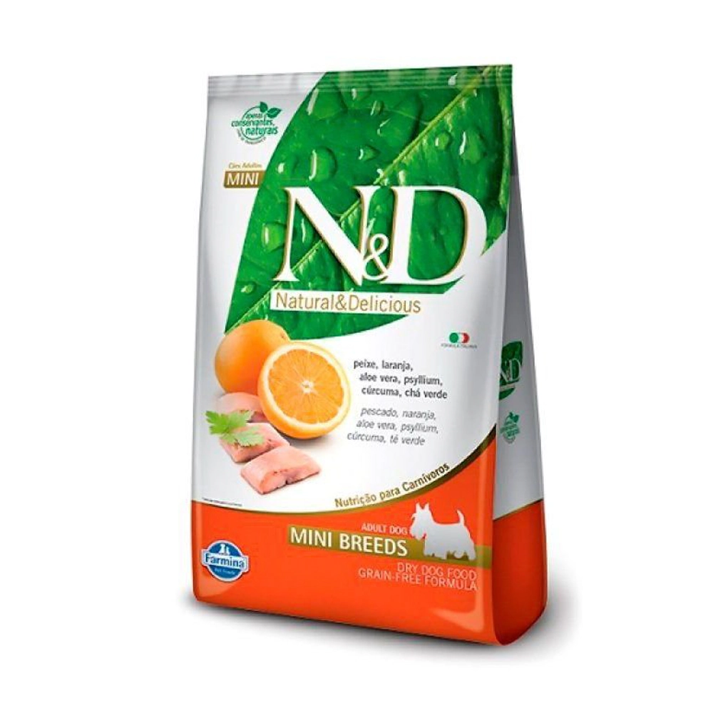 Ração Seca Farmina Nd Grain Free Para Cães Adultos De Raças Pequenas Peixe E Laranja 2.5 Kg
