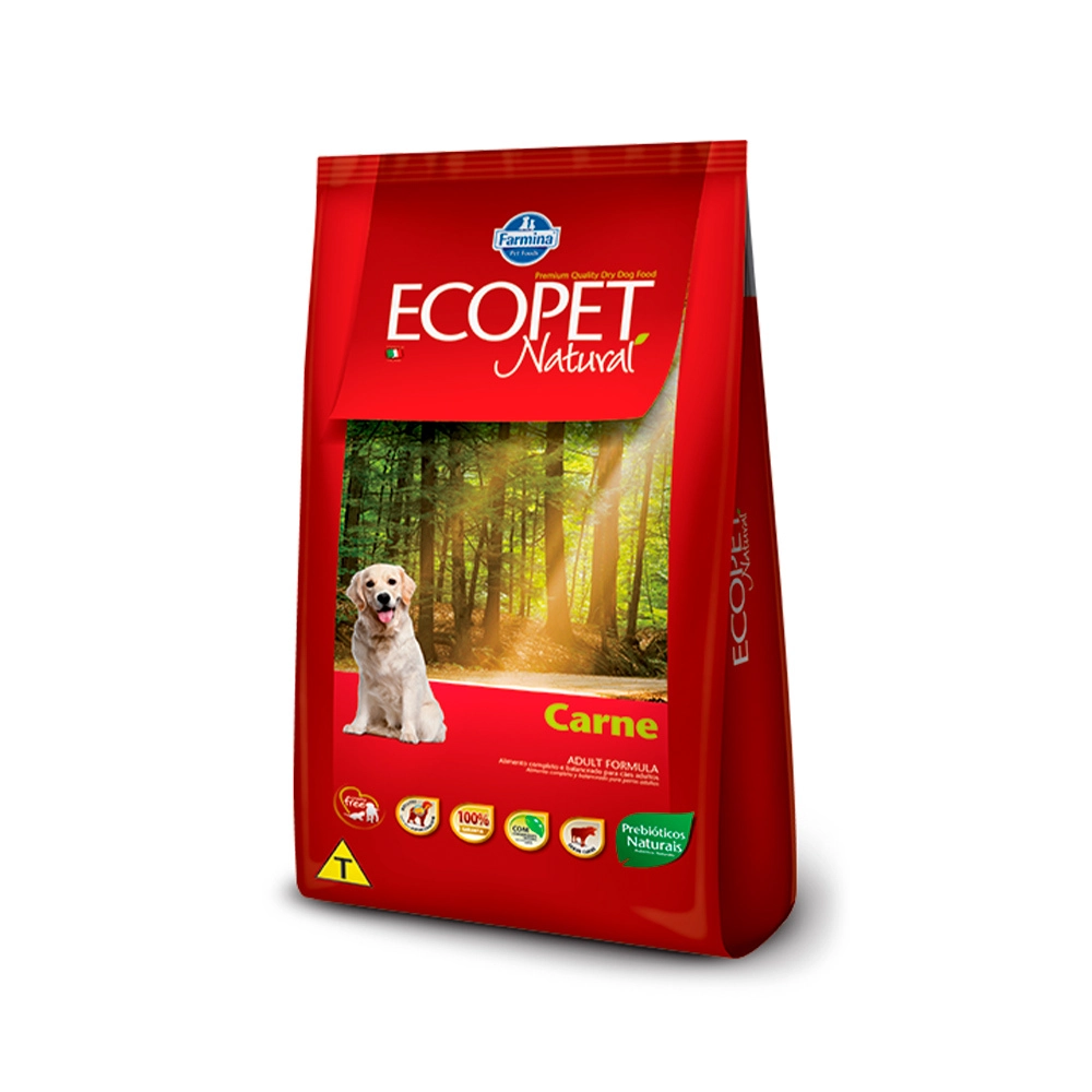 Ração Ecopet Natural Para Cães Adultos Sabor Carne