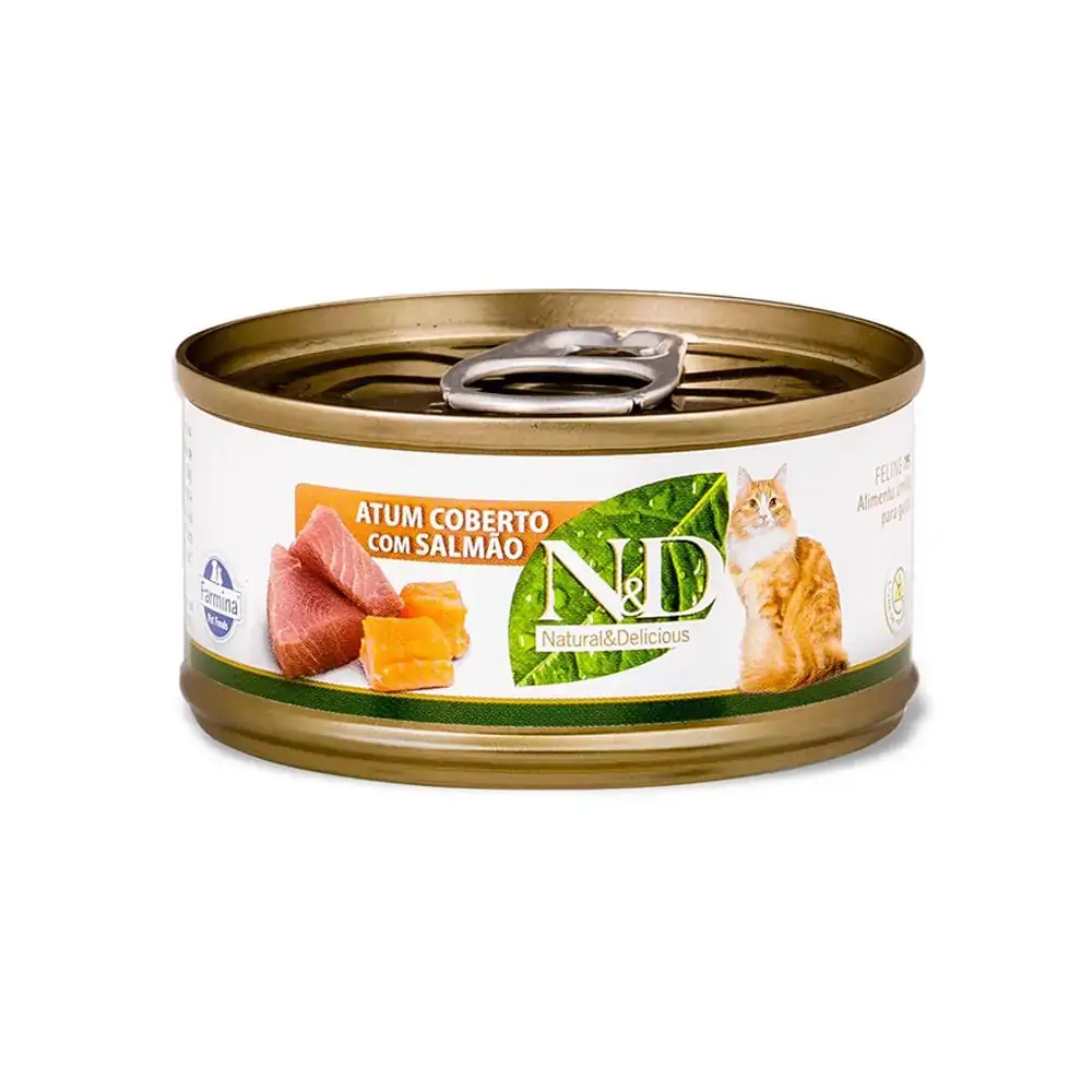 Ração úmida N D Lata Para Gatos Adultos Sabor Atum E Salmão 70g