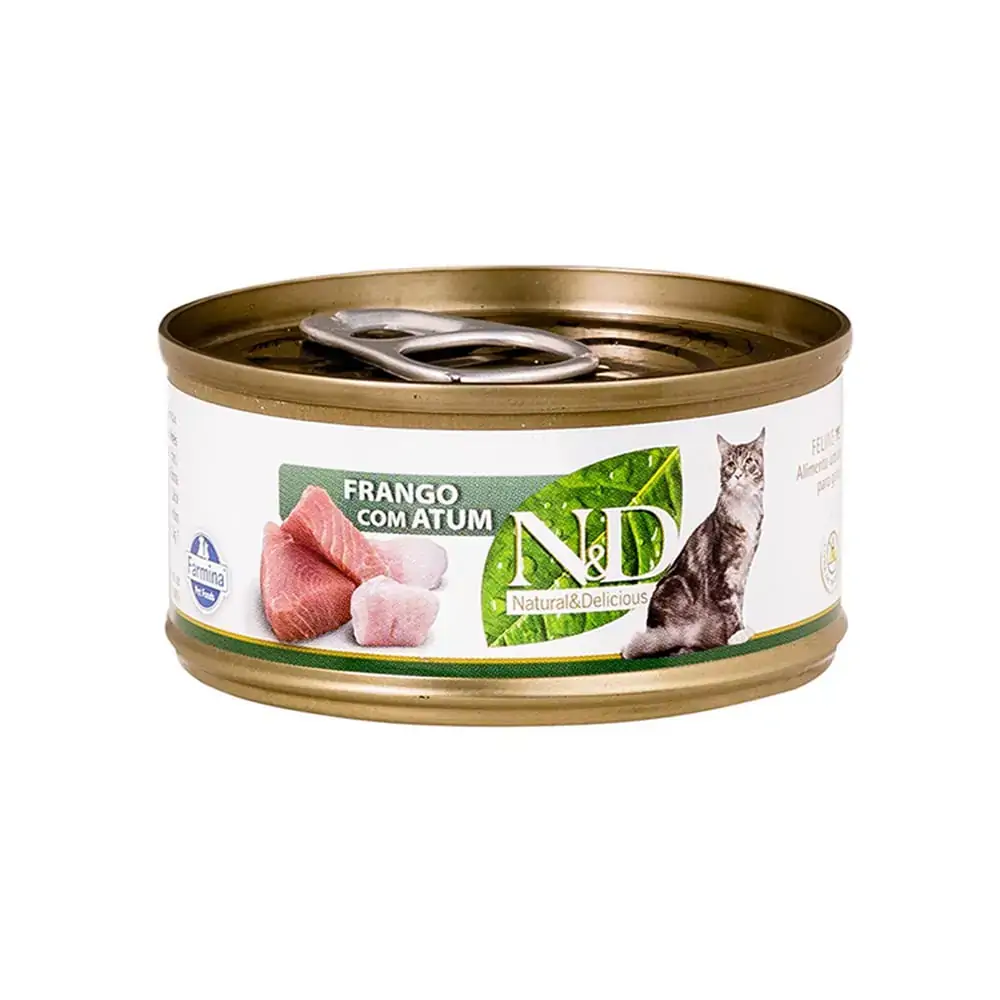 Ração úmida N D Lata Para Gatos Adultos Sabor Atum E Frango 70g