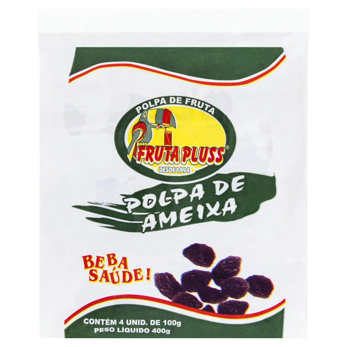 Polpa De Fruta Ameixa Fruta Pluss Pacote 400g 4 Unidades