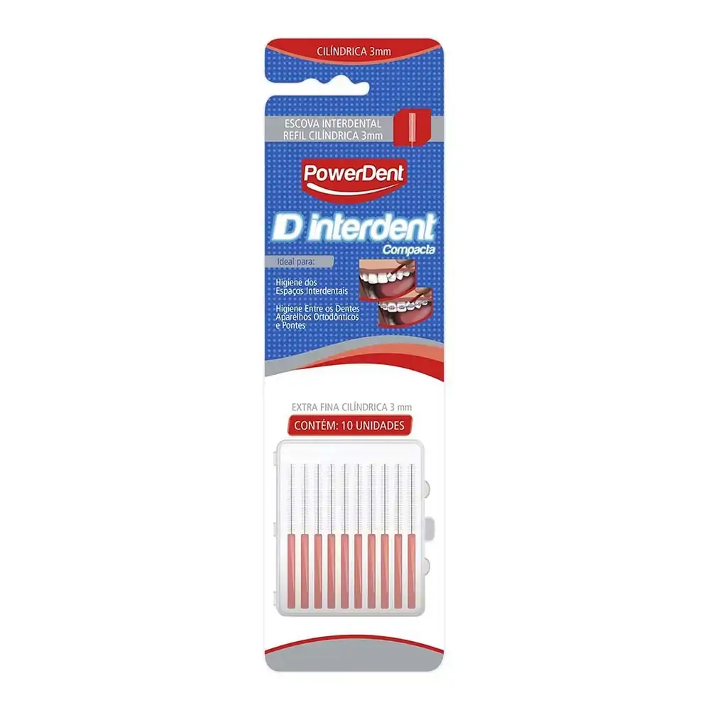 Escova Interdental Cilindrica Extra Fina 3mm Powerdent 10 unidades