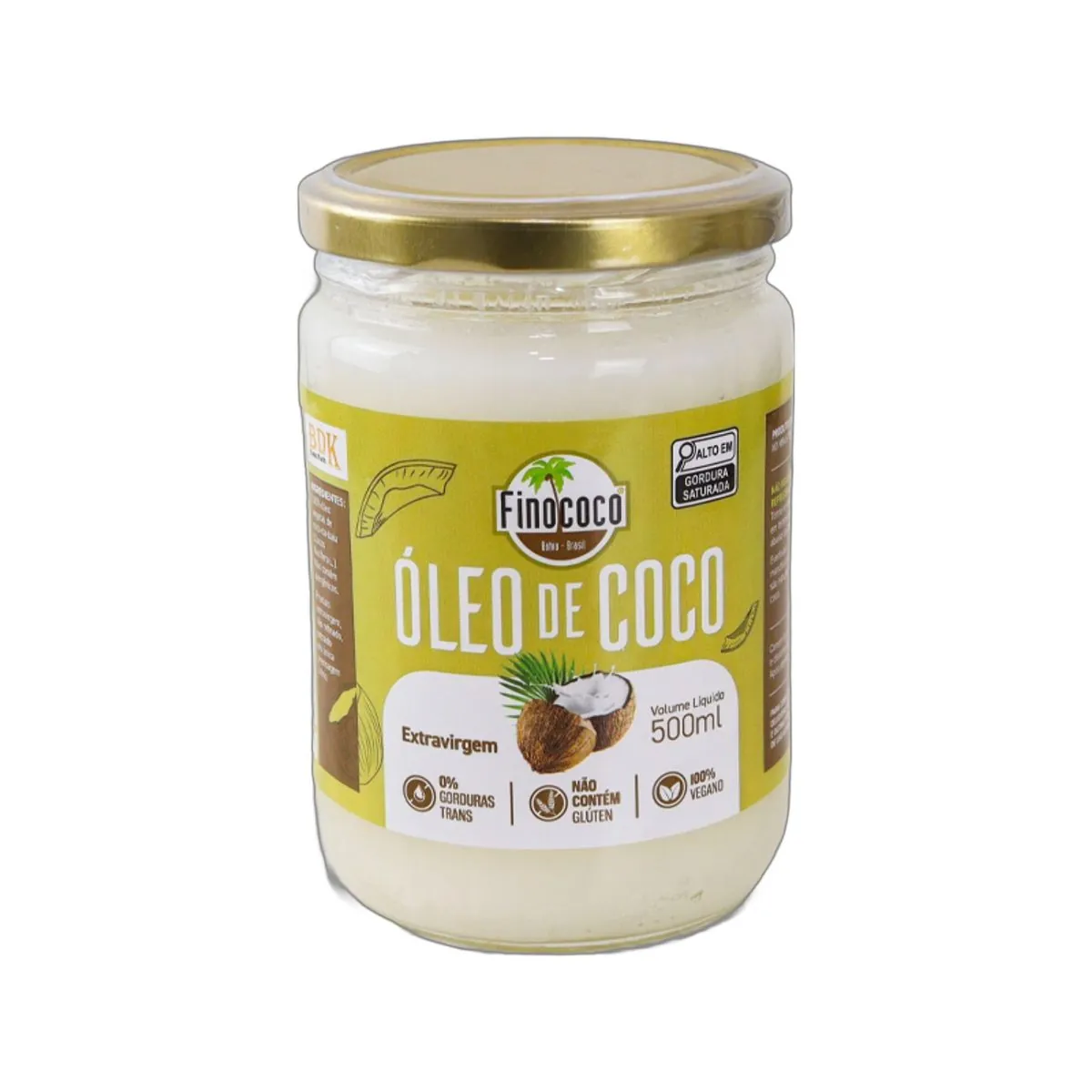 óleo De Coco Extra Virgem Finococo Premium Vidro 500ml