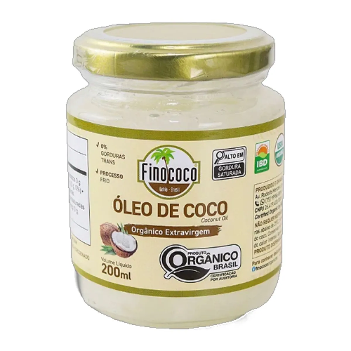 óleo De Coco Extravirgem Orgânico 200ml