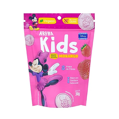 Biscoito Vegano Morango Sem Glúten Minnie Aruba Kids Pouch 30g