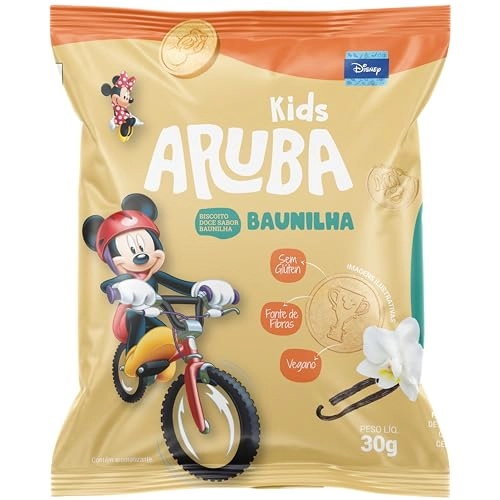 Biscoito Vegano Baunilha Sem Glúten Mickey Aruba Kids Pouch 30g