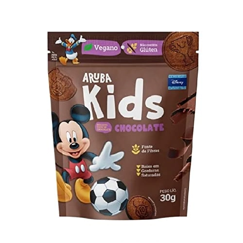 Biscoito Vegano Chocolate Sem Glúten Mickey Aruba Kids Pouch 30g