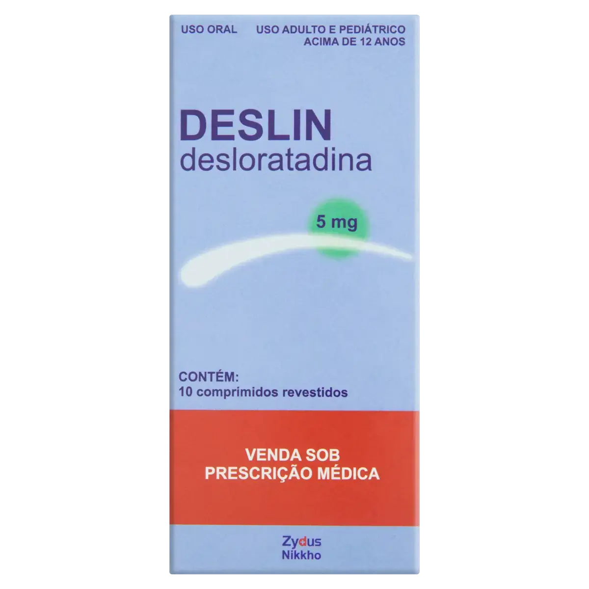 Deslin 5mg Zydus Nikkho Caixa 10 Comprimidos Revestidos