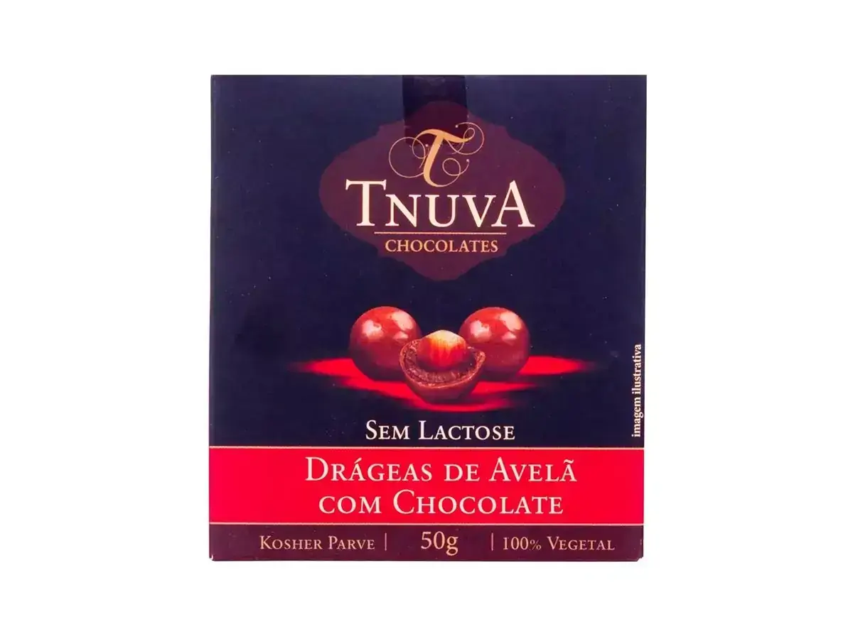Drágeas Chocolate Avelã Kosher Vegano Sem Glúten 50G Tnuva