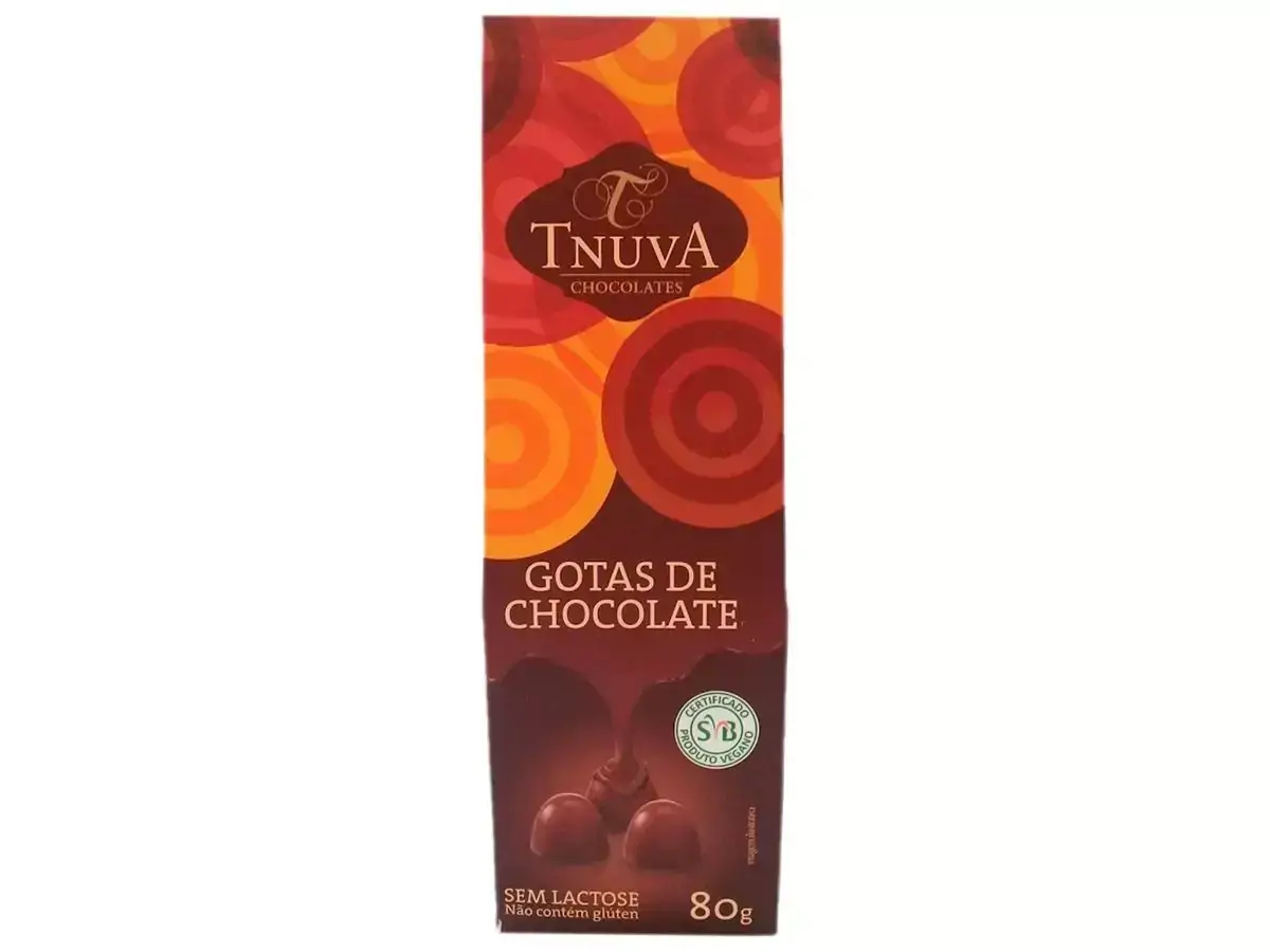 Gotas de Chocolate Vegano Sem Lactose Sem Glúten Tnuva 80g