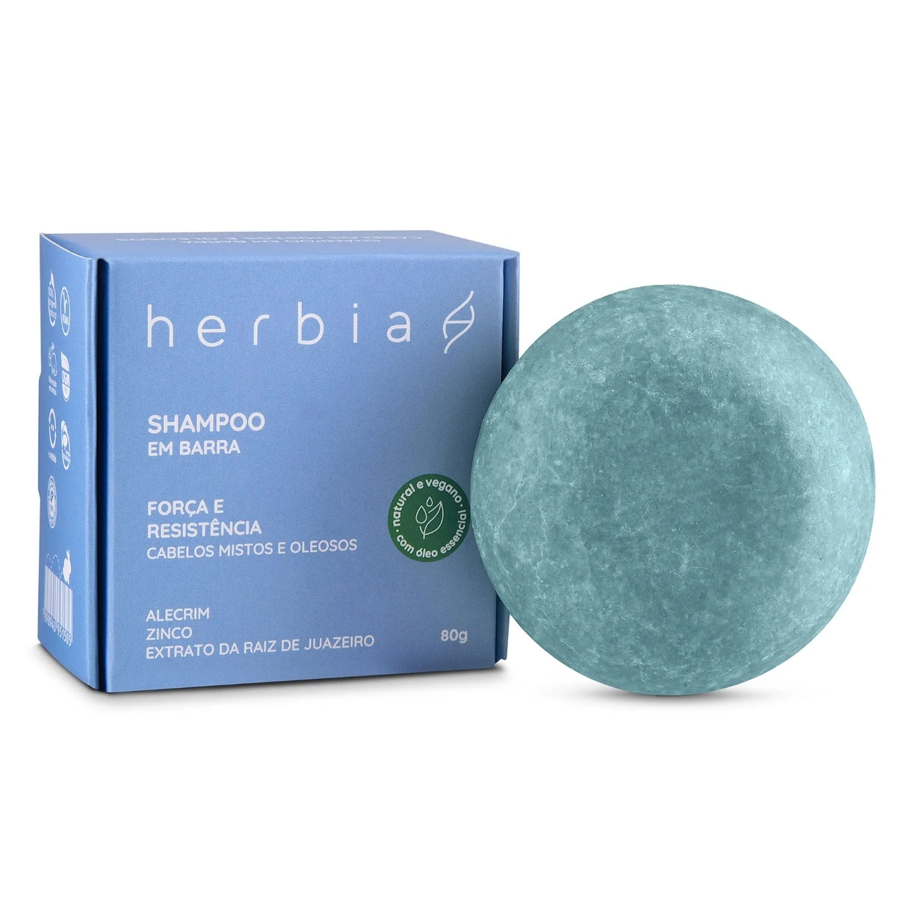 Shampoo Em Barra Para Cabelos Mistos E Oleosos Herbia 80g
