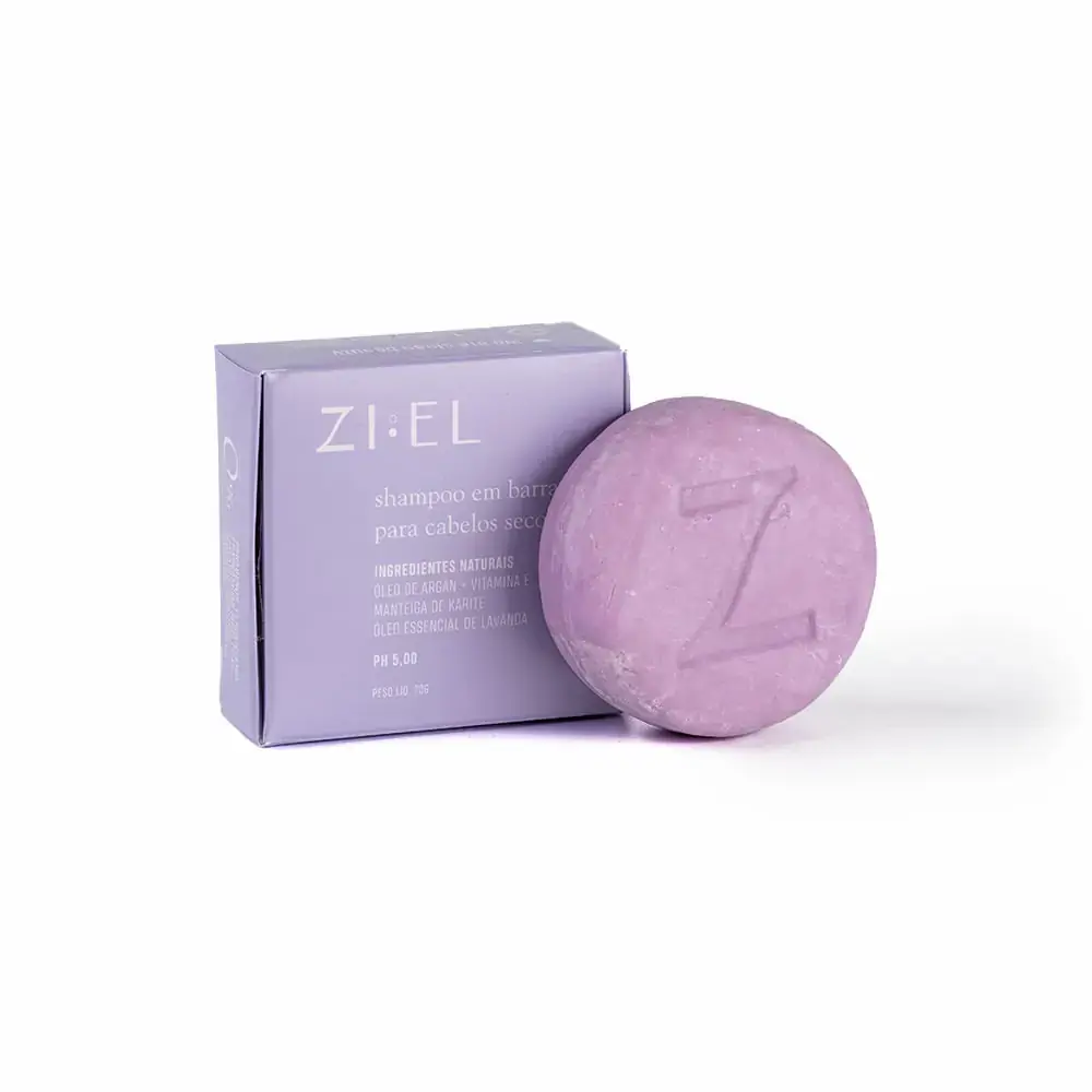 Shampoo em Barra Natural para Cabelos Secos 70g - Ziel Cosmetics