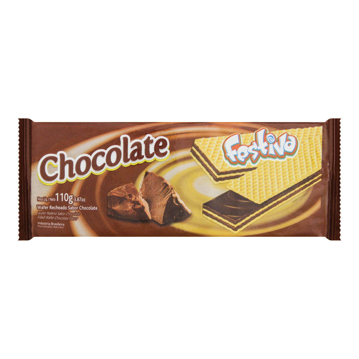 Biscoito Wafer Com Recheio De Chocolate Festiva Pacote 110g