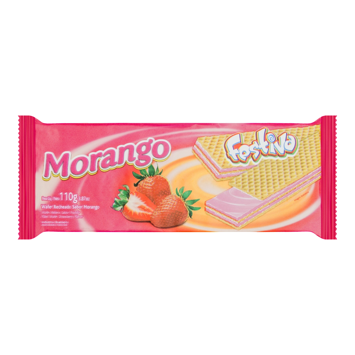 Biscoito Wafer Recheado De Morango Festiva Pacote 110g