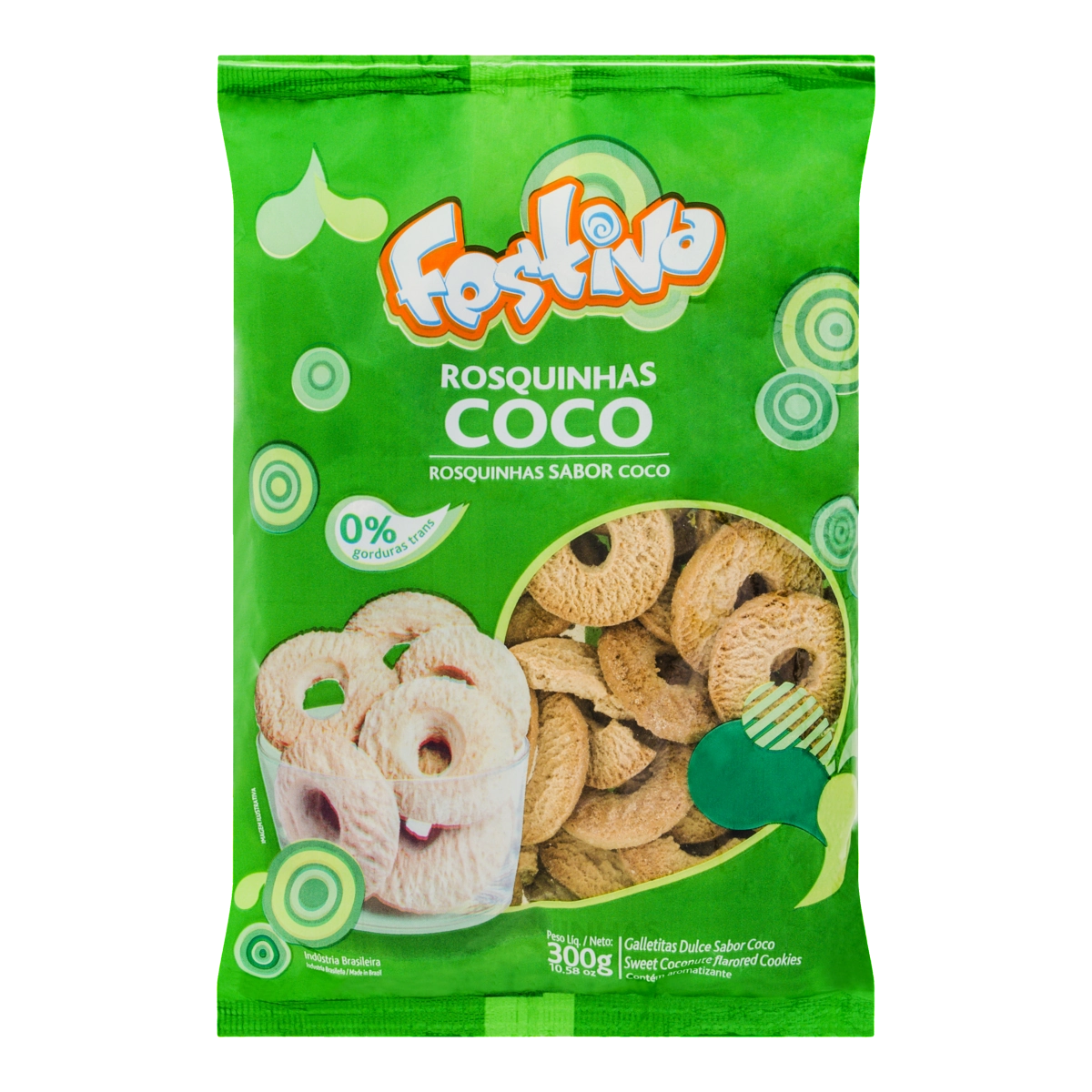 Biscoito Rosquinha Coco Festiva Pacote 300g