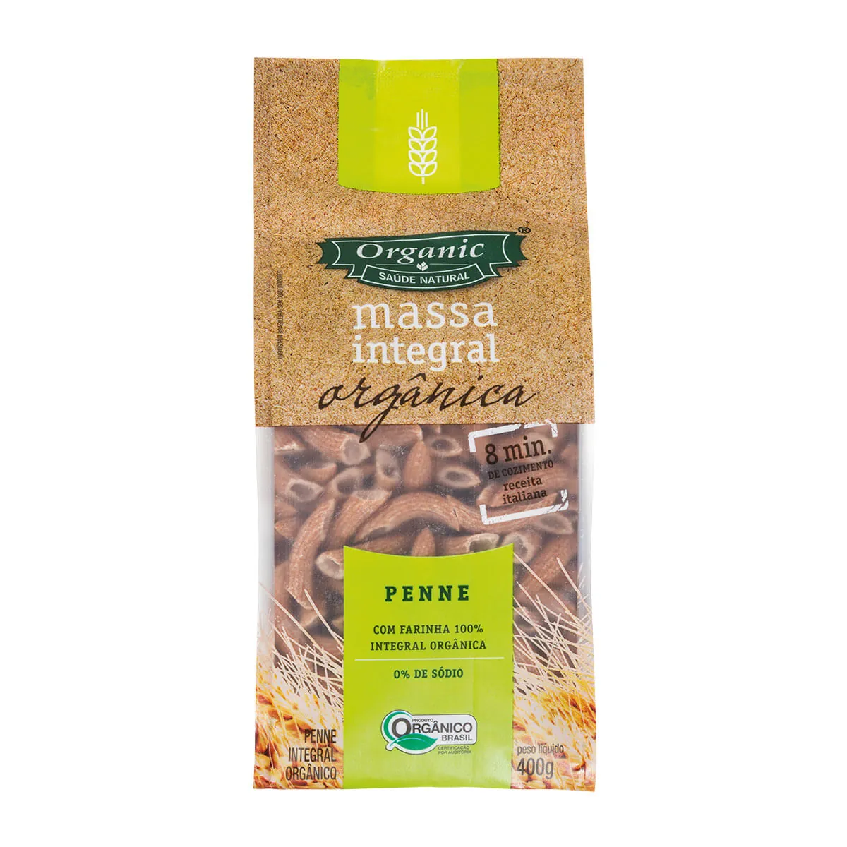 Macarrão De Trigo Integral Orgânico Penne Organic Pacote 400g