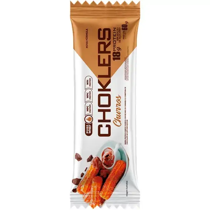 Barra De Proteína Churros Cobertura Chocolate Ao Leite Mix Nutri Choklers Pacote 60g