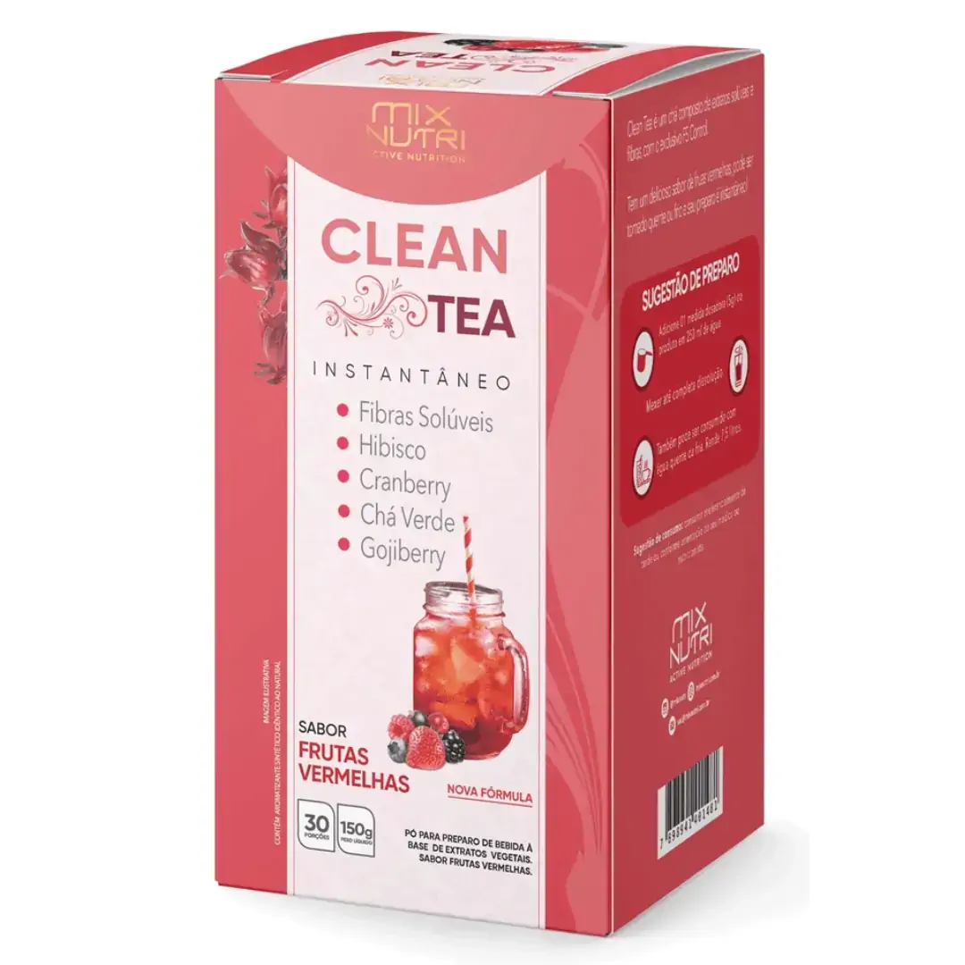 Chá Clean Instantâneo Frutas Vermelhas Mix Nutri Caixa 150g