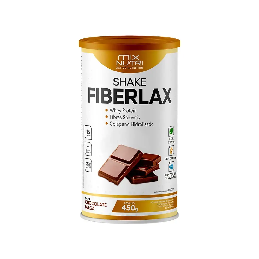 Shake Pó Chocolate Belga Mix Nutri Fiberlax Lata 450g