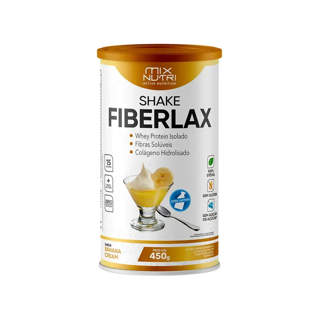 Shake Pó Banana Cream Zero Lactose Mix Nutri Fiberlax Lata 450g