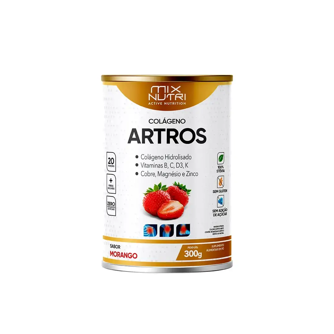 Colágeno Pó Morango Mix Nutri Artros Lata 300g