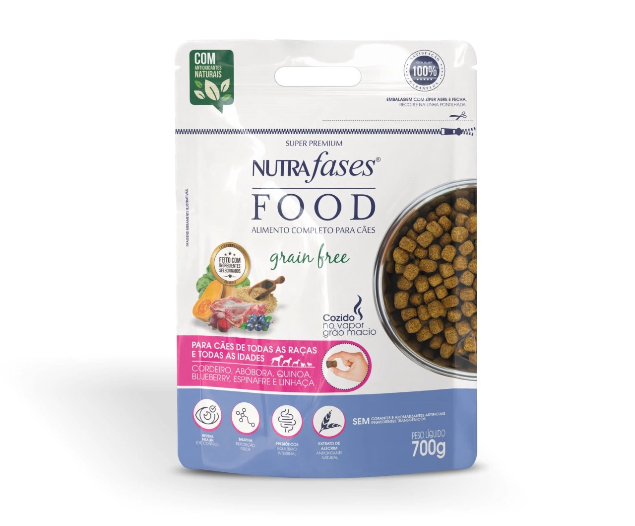 Nutrafases Food Grain Free 700g Cordeiro/abobora/quinoa