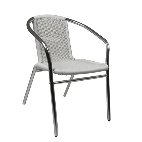 Poltrona Alumínio Rattan Mor Branca