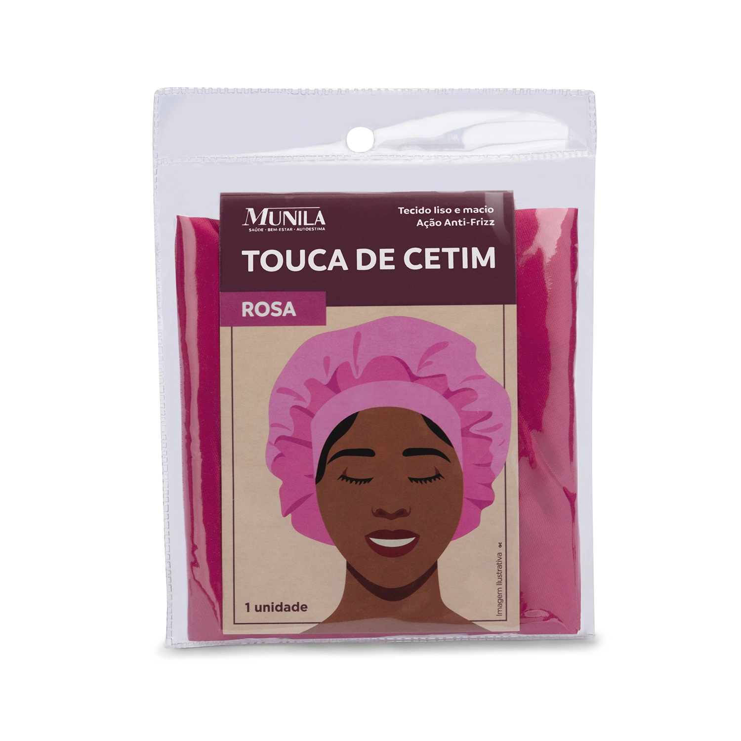 Touca De Cetim Anti Frizz Munila Rosa