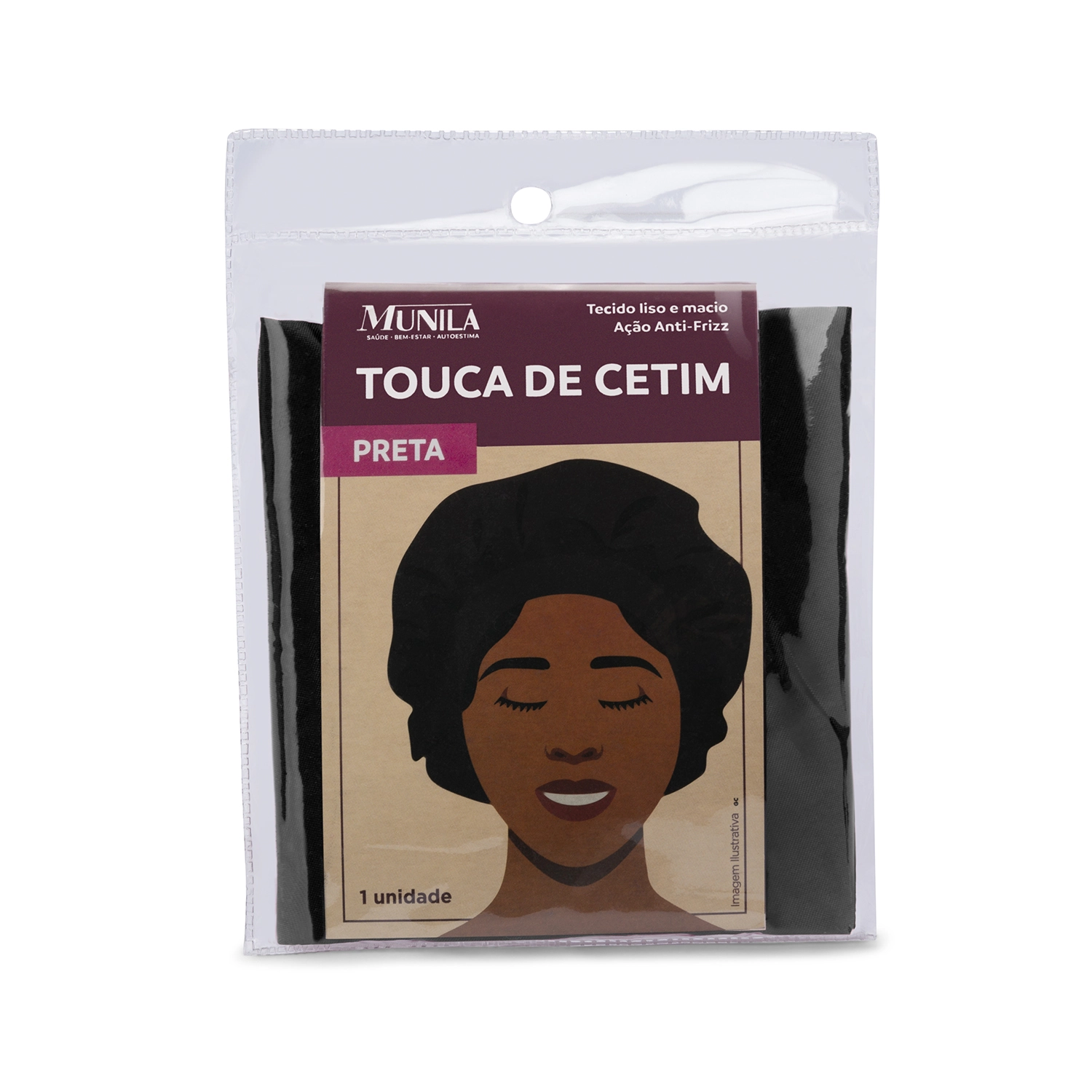 Touca De Cetin Anti Frizz Preta