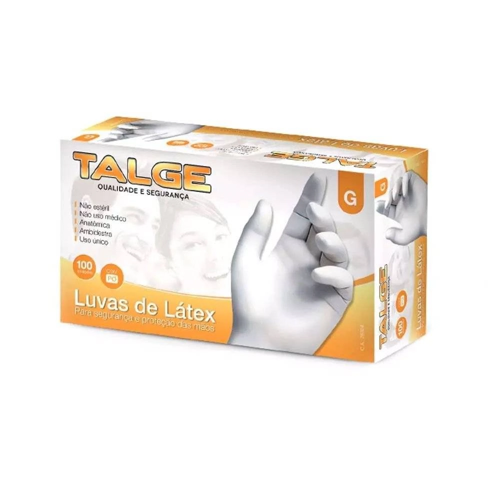 Luva Talge Latex Grande C/ 100unidade