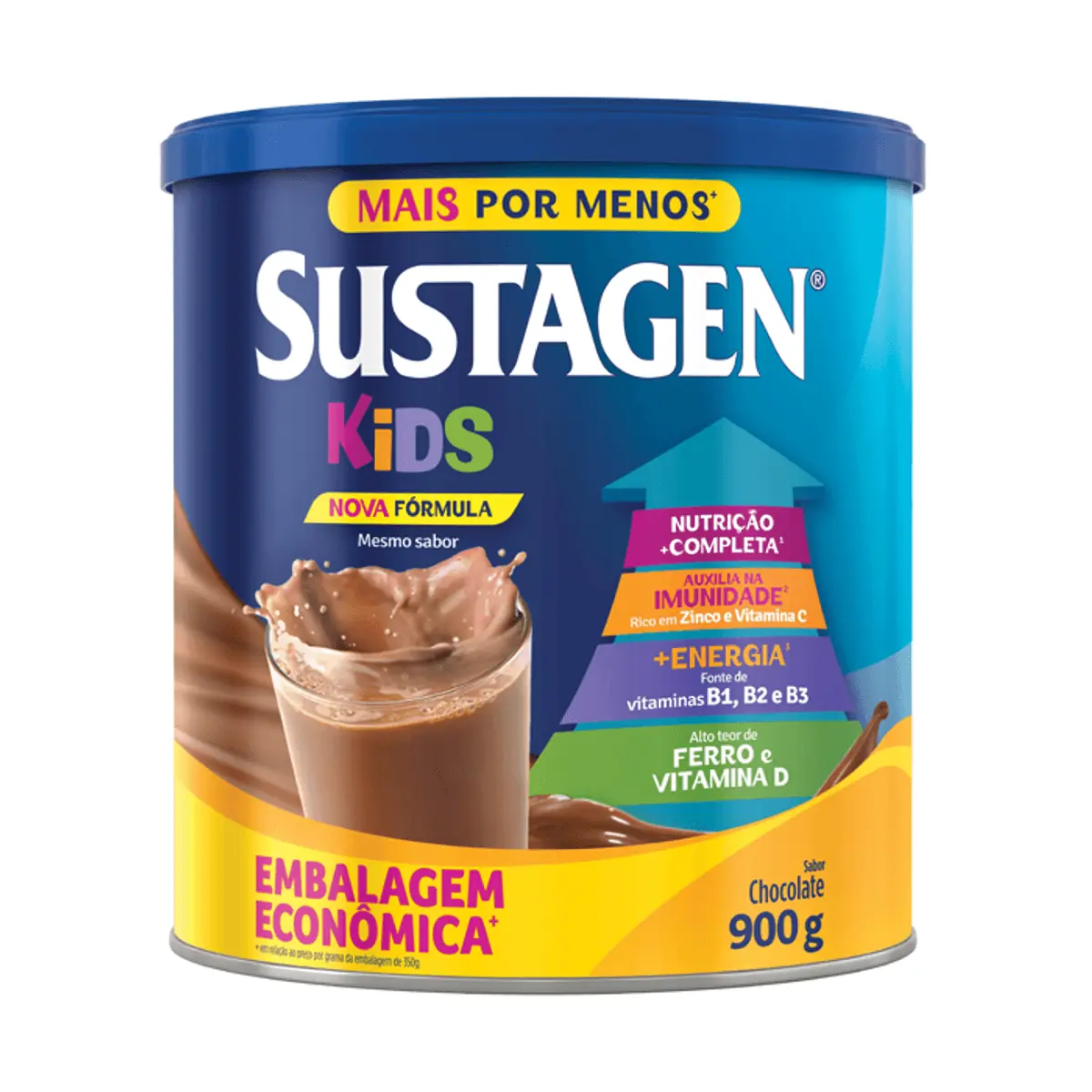Pó Para Preparo De Bebida Chocolate Sustagen Kids Lata 900g Embalagem Econômica Leve Mais Pague Meno