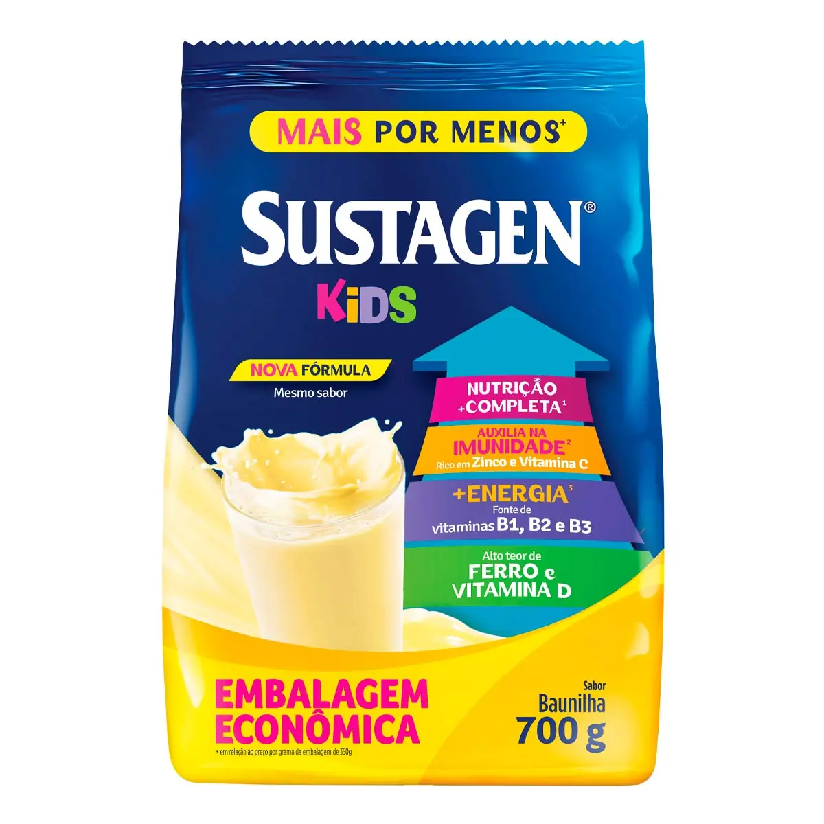 Pó Para Preparo De Bebida Baunilha Sustagen Kids Pacote 700g Embalagem Econômica Leve Mais Pague Men
