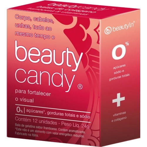 Bala Colageno Beauty Candy Framboesa 24g