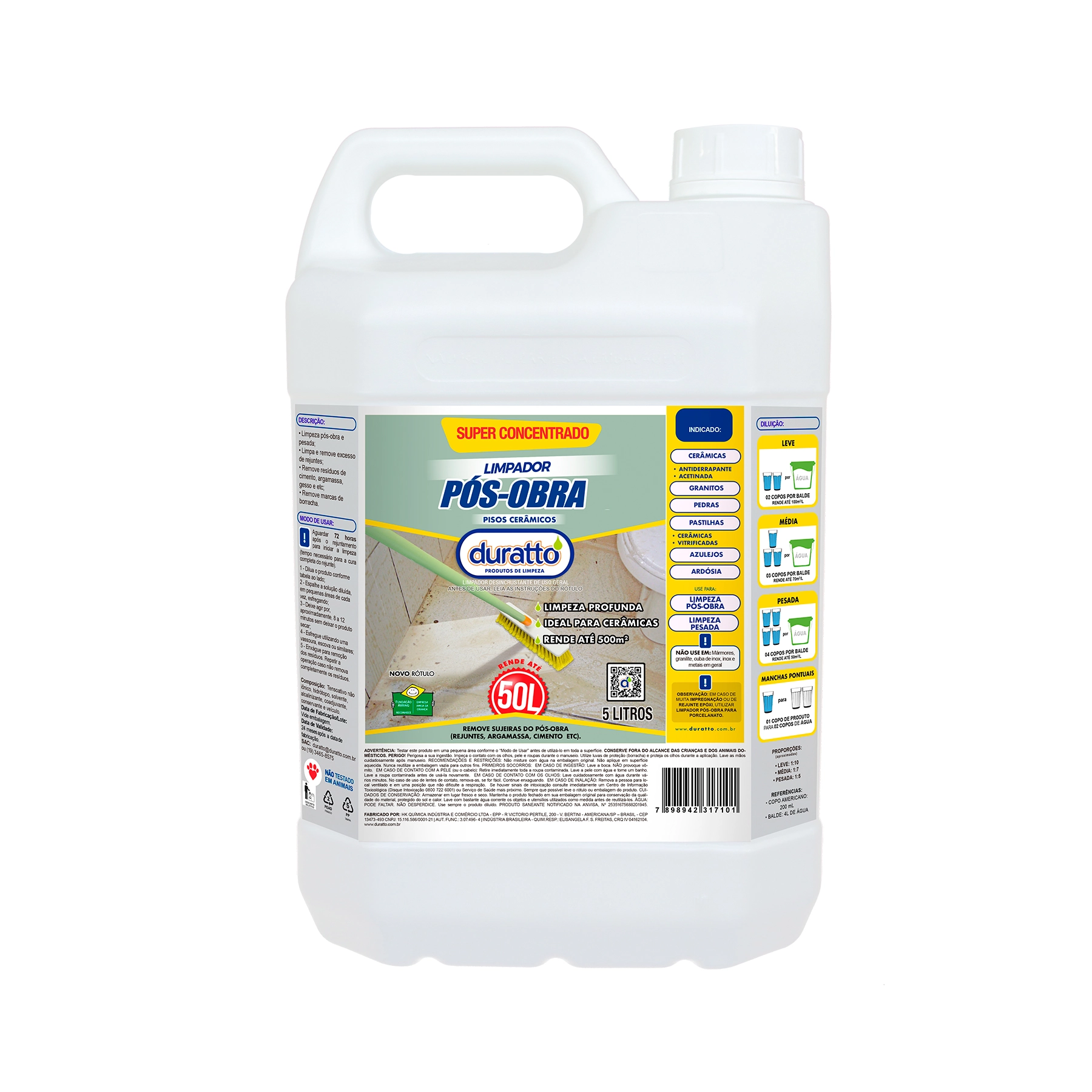 Limpador Pós Obra 5L Duratto