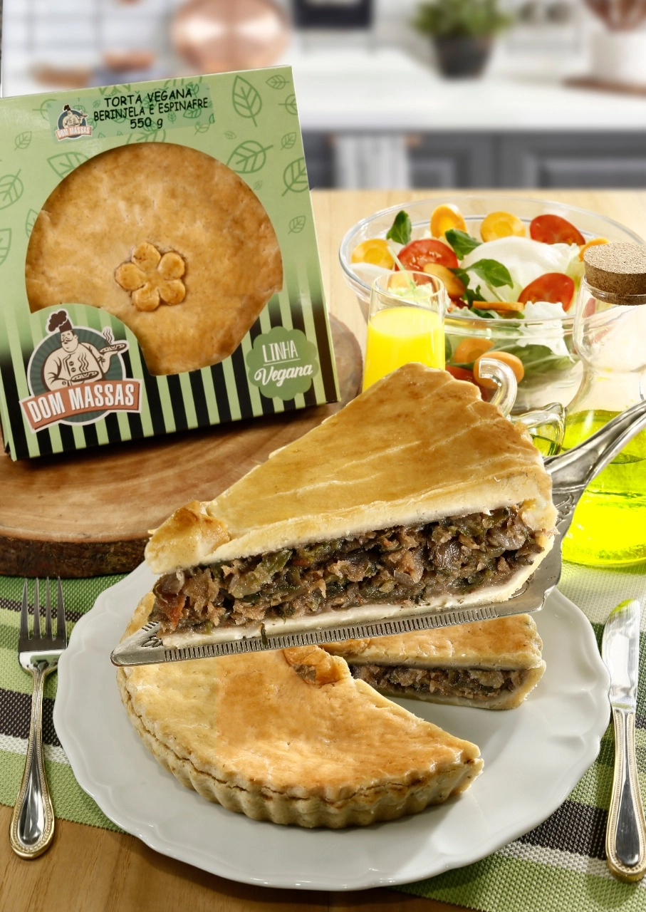 Torta Vegana Berinjela Espinafre Dom Massas 550g