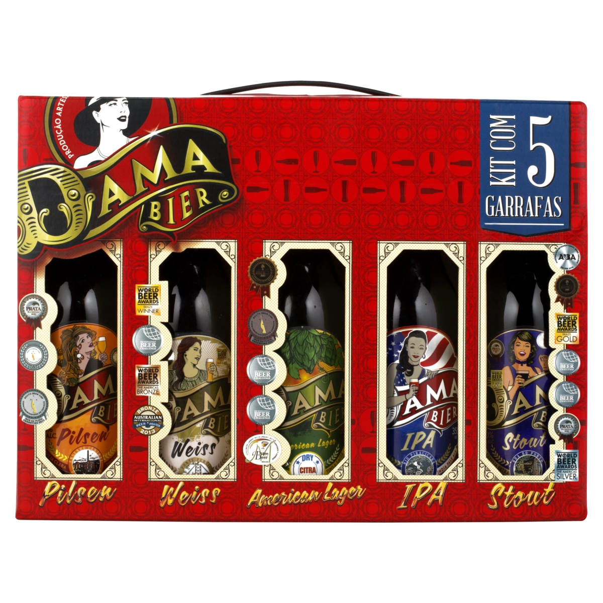 Kit Cerveja Pilsen Weiss American Lager Ipa Stout Dama Bier 355ml Cada