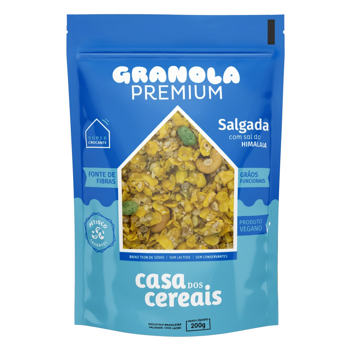 Granola Salgada Com Sal Do Himalaia Casa Dos Cereais Premium Pouch 200g