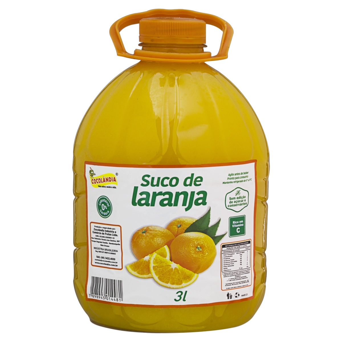 Suco Laranja Cocolândia Galão 3l