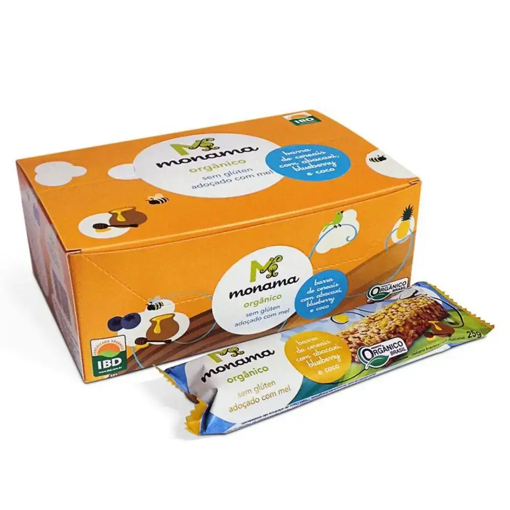 Display 12 Barras Cereais Org.abacaxi Blueberry E Coco 300g Monama