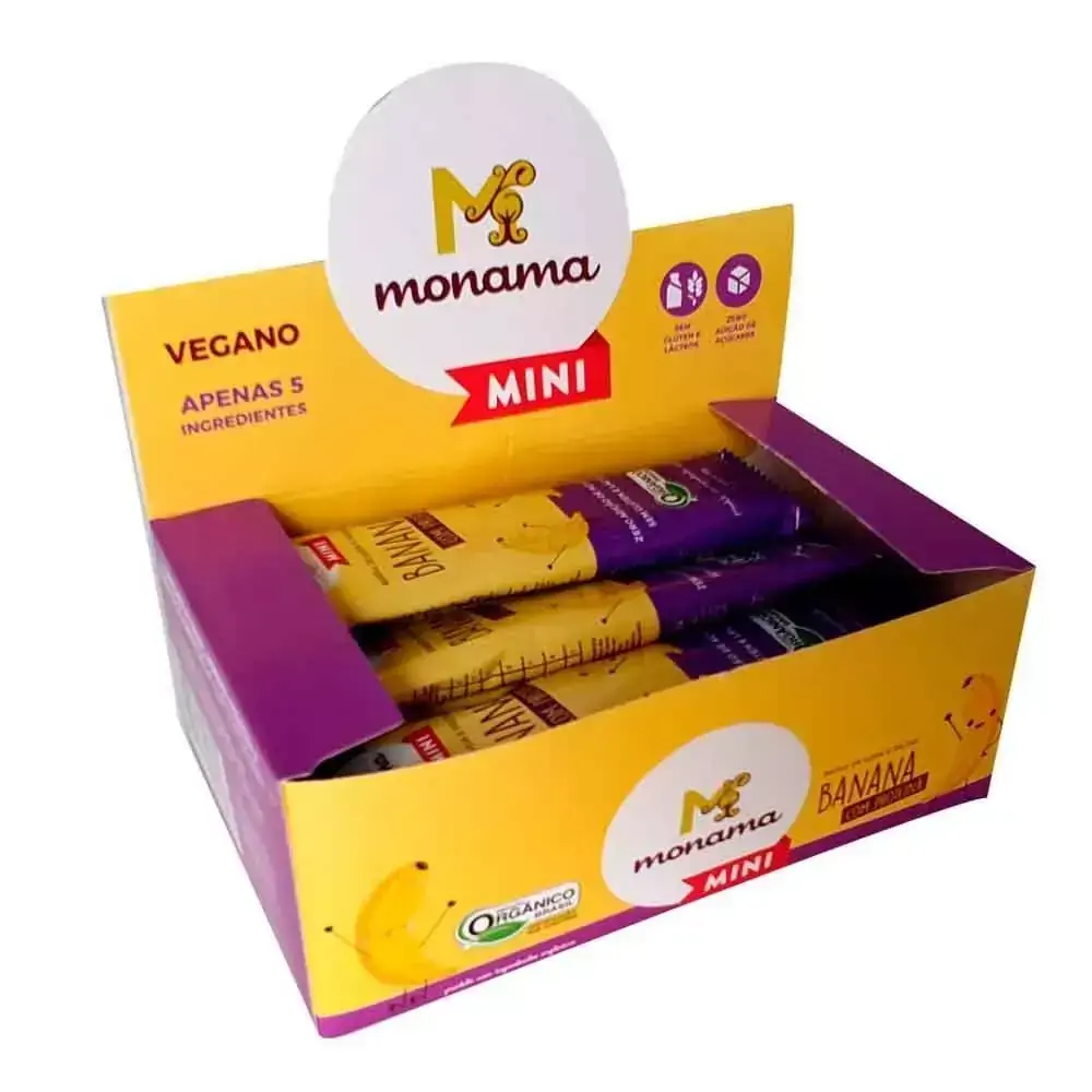 Barrinha de Aveia e Banana com Proteína Orgânica Monama Mini (Cx c/ 12 un de 25g)