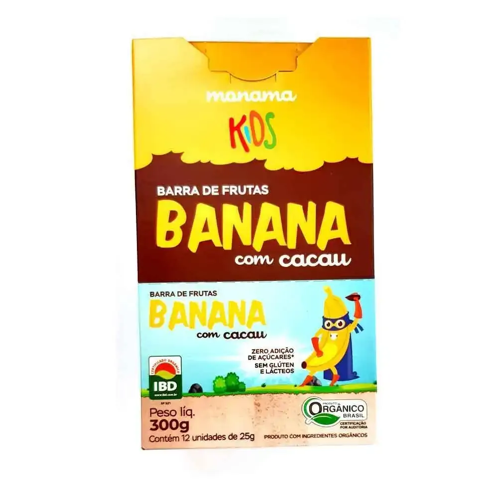 Barrinha de Aveia, Banana e Cacau Orgânica Monama Mini (Cx c/ 12 un de 25g)