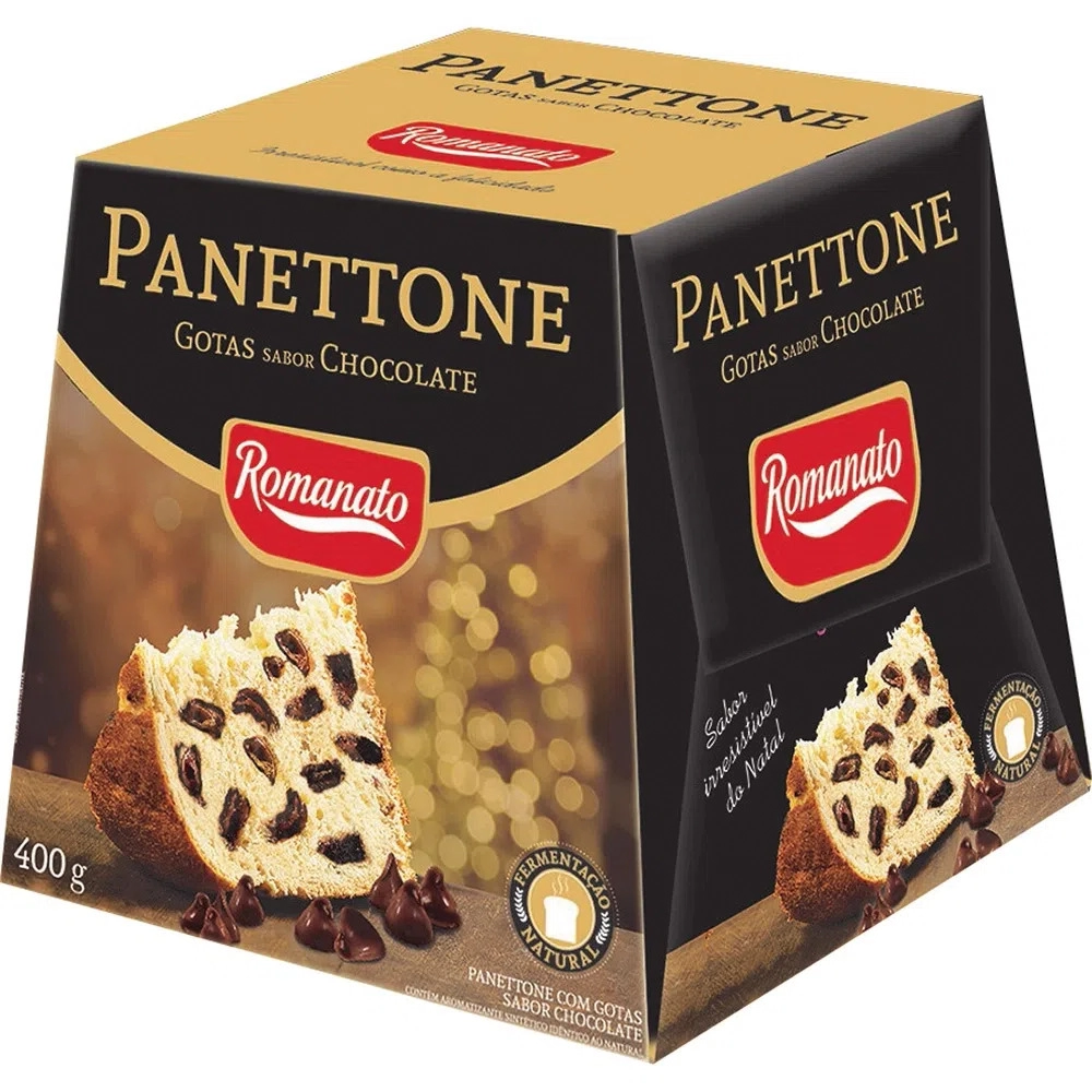 Panettone com Gotas Sabor Chocolate Romanato 400g