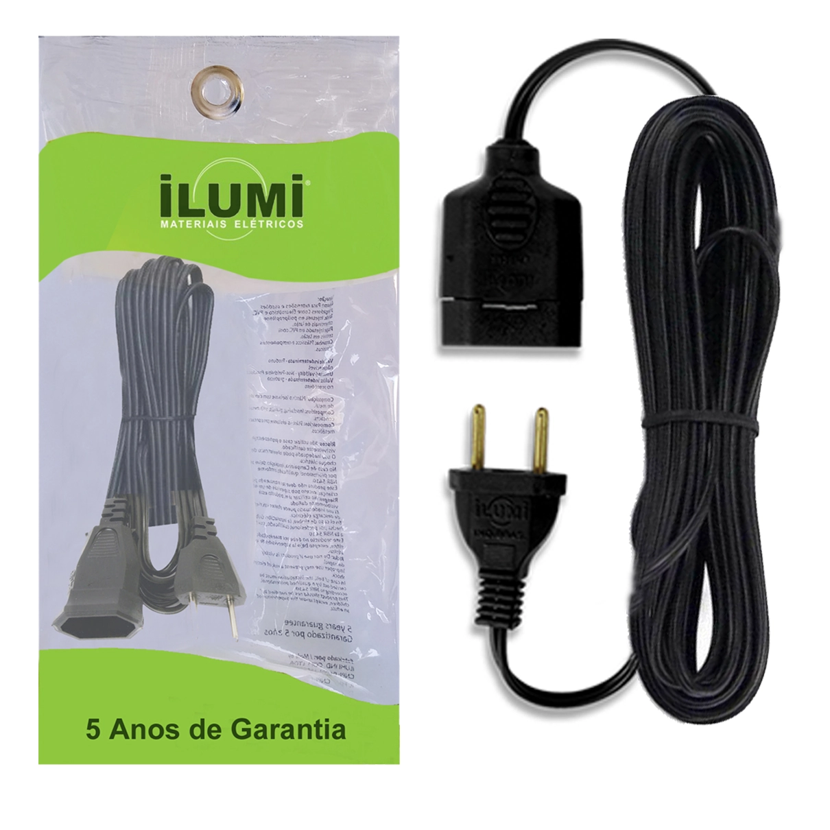 Extensao Cordao Ilumi Paral. 5m 10a 250v Pt