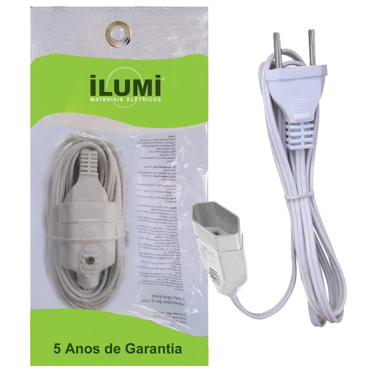 Cordão Prolongador Paralelo 3m 10a 250v~ Branco Ilumi